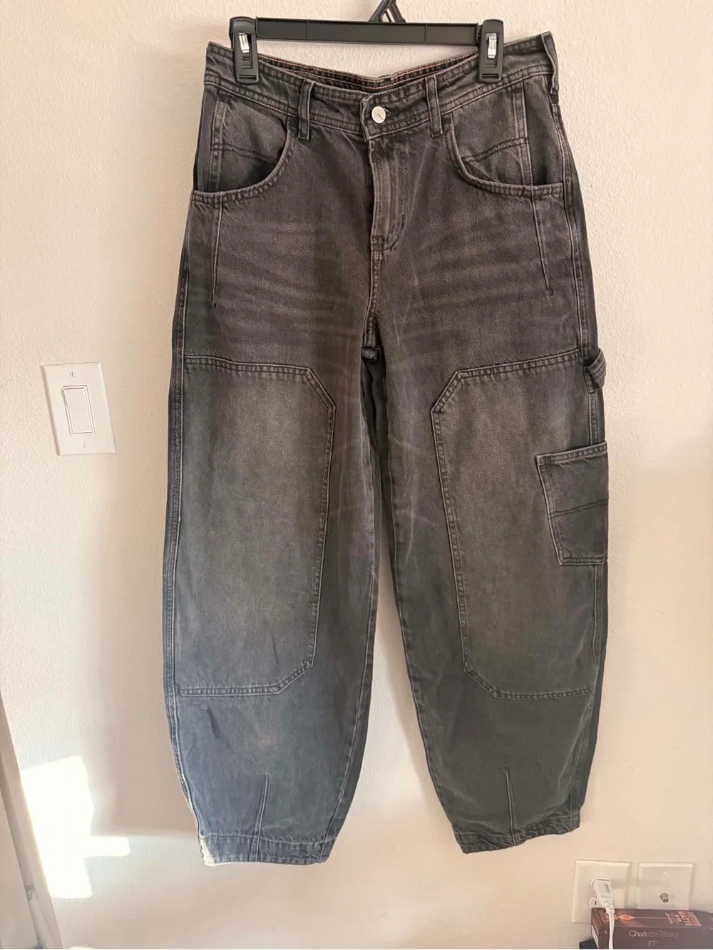 Free People Loren High Rise Carpenter Barrel Jeans Black